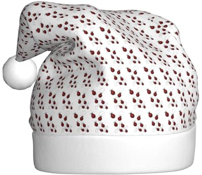 GUOLGP Gorro de Navidad con estampado de mariquitas, gorro de Papá Noel, celebraciones, unisex, accesorio de disfraz de fiesta de Navidad