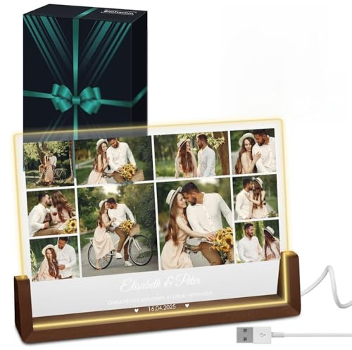 Maverton horizontales LED Acrylglas mit Foto - Deko Nachtlicht - Glasbild mit LED-Beleuchtung - Hochzeitsgeschenke für Brautpaar - personalisierte Geschenke für Frauen und Männer zum Geburtstag