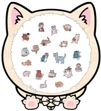 Puzzle Animaux en Bois | 135 Pièces Jeu de Société d'Association,Puzzles Encadrés Chat pour,Jeu Éducatif Décoratif pour Toute la Famille et Décoration de Table