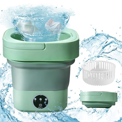 8L Mini Waschmaschine mit blaumit Licht,1.5Kg Faltbare washing machine Mit Abnehmbarer Trockenkorb,Tragbare Camping waschmaschine klein Für Schlafsäle, Wohnungen, Reise