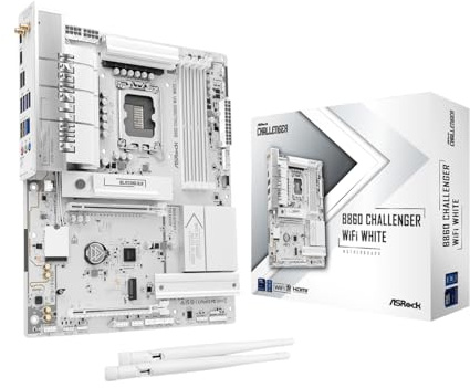 ASRock B860 Challenger WiFi White Mainboard LGA1851 ATX DDR5 bis 256GB WiFi 7 2.5G LAN