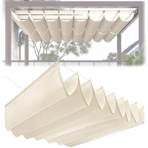 SAYEYBU Vela Sombra RetráCtil Ondulada, Cubierta Impermeable Tela para PéRgolas, Toldo PoliéSter con ProteccióN Solar, para Patios, Jardines, Terrazas, Cocheras