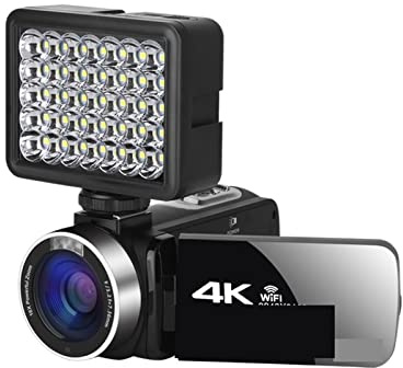 JOLIANE Full 4K UHD Cámara Digital Stream Camera 4K Vlog Videocámara 18X 48MP Grabadora de Video Digital Webcam Time Lapse(32G SD Card,with Light)