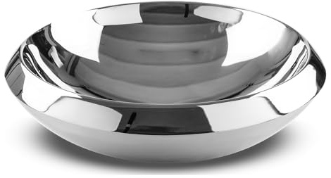 Lavabo Wok Ø52 cm in Acciaio Inox Lucido – Lavabo da Appoggio Design Doppia Camera, Effetto Specchio