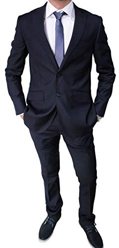 Mat Sartoriale Abito da Uomo Blu Scuro Completo Vestito Slim Fit Invernale (46)