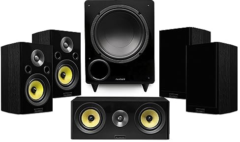 Fluance Signature HiFi Compact Surround Sound Home Theater 5.1 Channel Speaker System Including 2-Way Bookshelf, Center Channel, Rear Surround Speakers and DB10 Subwoofer - Black Ash (HF51BC)