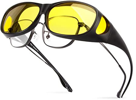 Bloomoak Polarisierte Nachtbrille, blendfrei, UV-400-Schutz für Herren und Damen, polarisiert, zum Autofahren, Angeln, Golf (Nachtsichtlinse)