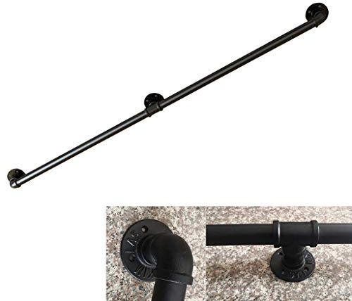 Safety Stair Handrail Banister Rail Support Kit Home Décor Iron Pipe Handrail Compliant for Interior and Exterior - for Elderly Kids Wall Mount Handle