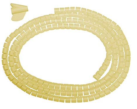 Organizador de Cables DESKit, 2 metros, Color Crema, Incluye tubo envoltorio en espiral y herramienta de ajuste – Ordena cables para PC, cables de TV en casa o en la oficina