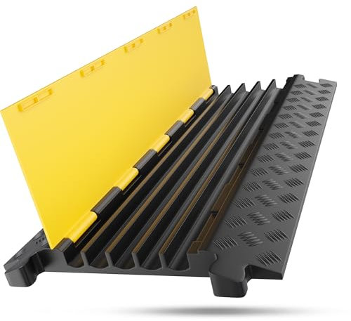 5 canali ponte per cavi con coperchio, protezione anti-inciampo, in gomma 90 x 50 x 5 cm