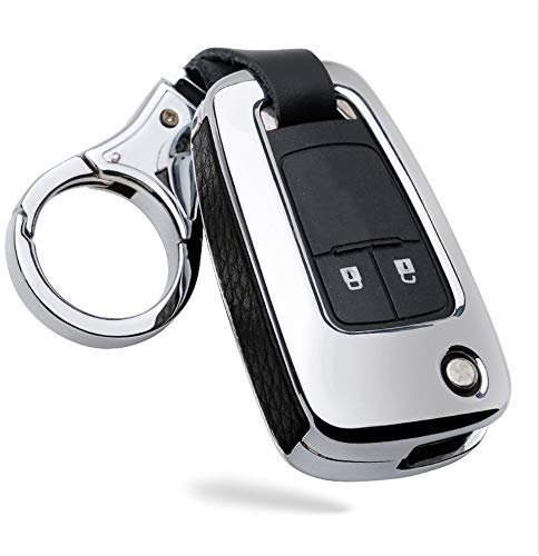 ontto Autoschlüssel Hülle Cover für Opel Astra Corsa Insignia Karl Mokka Zafira Meriva Chevrolet Camaro Cruze Volt Schlüsselhülle Schlüsselanhänger Zinklegierung Schlüssel Schutz Etui -Silber schwarz