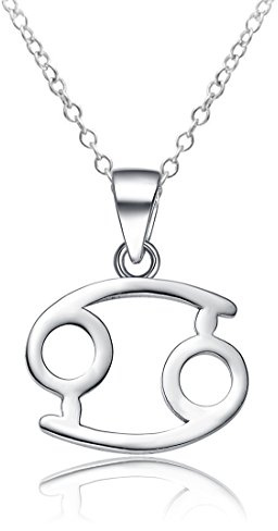 Saalort 925 Sterling Silver Zodiac Sign Necklace Horoscope Constellation Astrology Charm Pendant Cancer