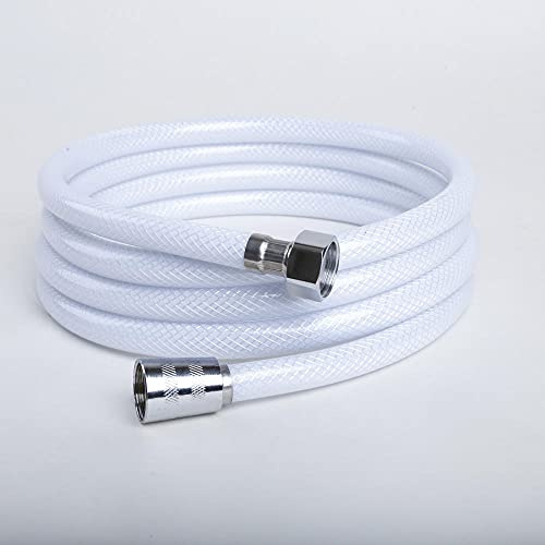 Hochdruck PVC Glatter Duschschlauch, Flexibler Brauseschlauch, Universal Ersatz, ExplosionsgeschüTzt, Ganz Weiß Kunststoff Shower Hose. (2.5M)