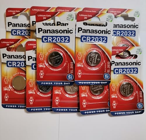 Panasonic CR2032 Lithium-Knopfzellen 3 V Packung 12 Stück (12 einzelne Blister)