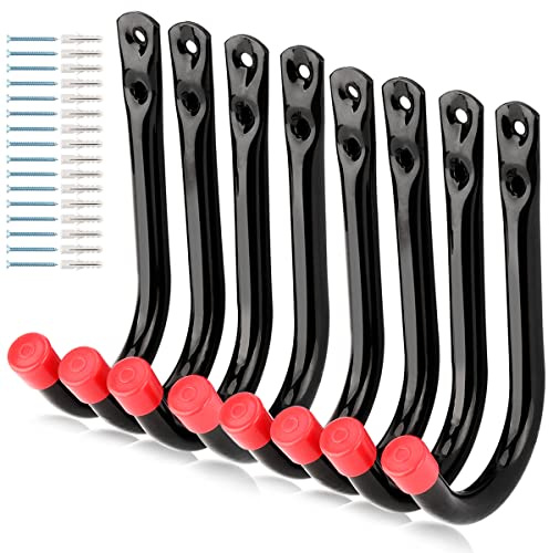 Naikozmo Garage Storage J Utility Hook, 8 Pack Heavy Duty Wall Mounted Hanging Hooks Organize Garden Tools, Gym Bags, Stroller, Toy,Power Tool