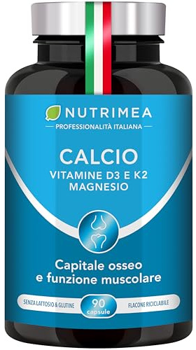 Calcio Complex | Integratore con Magnesio e Vitamine D3 & K2 | Ossa e Muscoli | 90 Capsule | Nutrimea