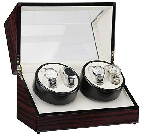 RibasuBB Automatische Uhrenbeweger Box automatik uhrendreher, 4 Uhren Automatik Uhrenbeweger Watch Winder Collector Uhrenkoffer Uhrenkasten mit Netzteil