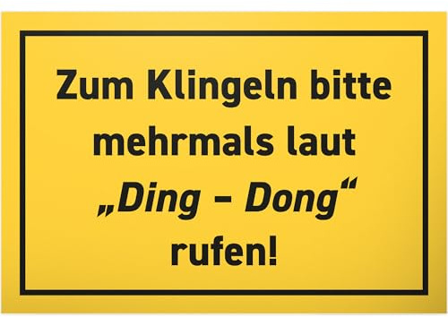 DankeDir! Klingeln Ding Dong - 30 x 20 cm Kunststoff Schild Büro Laden - Wanddeko Geburtstagsgeschenk Spruchschild Türschild lustiger Spruch - Kollegen Freunde Geschenk Deko Geschenkidee