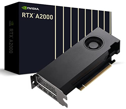 PNY Quadro RTX A2000 12GB Professional Graphic Card 12GB GDDR6, PCI Express 4.0 x16, Dual Slot, 4x MiniDisplayPort, 8K Support, Ultra-quiet active fan (VCNRTXA2000-12GB-PB)