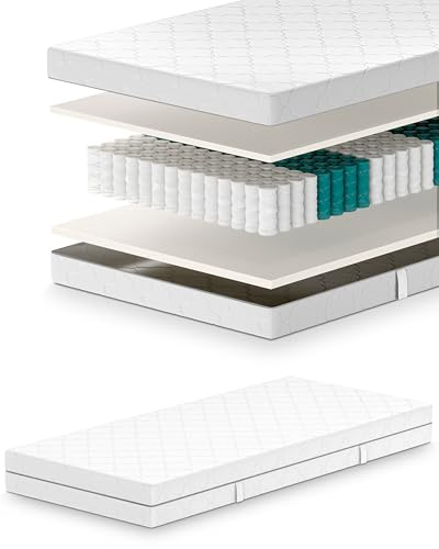 Mister Sandman 7-Zonen Matratze 100x200 cm, Taschenfederkernmatratze H2 H3, Versand als Rollmatratze, Hochwertige 2 in 1 Matratze, Wendematratze, 21 cm hoch