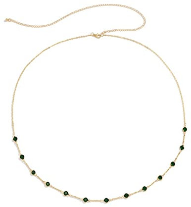 Epinki Kettengürtel Damen Gold, Böhmenn mit Türkis Grün Körper Ketten Damen Körperschmuck Zubehör, Länge 70+15CM