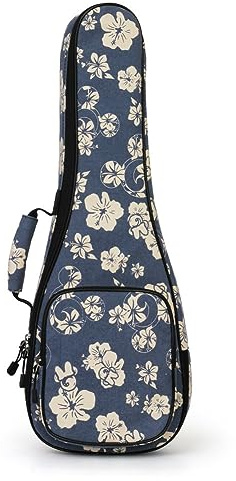 Surwin Ukulelentasche 21’ 23’ 26’ Ukulele Case Bag für Sopran Konzert Tenor, Tragbare Ukulelen Tasche Rucksack Aufbewahrung Soft Case Verstellbarem Schultergurt (26 Zoll,Hibiskus)
