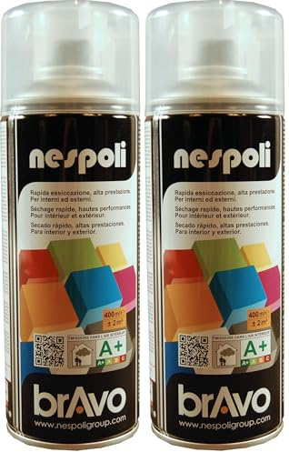 Nespoli Pintura en Spray, Color Barniz Incoloro Mate, 400 ml, Acabado Profesional (Paquete de 2)