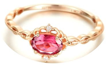 ANAZOZ Damenring 750 Echtgold, Ringe Turmaline 0.5 Karat und Moissanit Trauringe für Damen größe 63 (20.1)