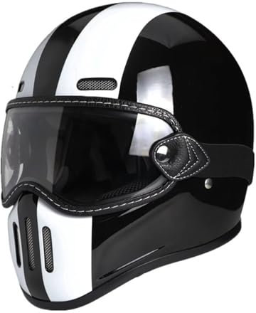 Vintage Motorrad Integralhelme DOT/ECE-Zugelassen, Motorradhelm, Motocrosshelme Herren Damen, Motorrad Offener Helm Mit Schutzbrille, Helme Für ATV UTV (Color : F, Size : M=(57-58cm))