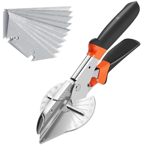 1 Confezione di Cesoie per Smussare, Cesoie per Spaziatori, Cesoie Angolari Industriali, Tagliatubi Multi-Angolo da 45 A 135 Gradi per Tagliare Sughero, Plastica, PVC, 10 Lame di Ricambio