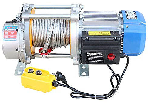 VNNHGB Verricello Elettrico, Verricello Elettrico per Sollevamento Verticale con Cavo in Acciaio da 2204 libbre 2000 W con Cavo in Acciaio Antirotazione da 30 Metri, Rottura di Emergenza Automatica
