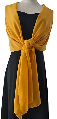 Anevous Stola Damen,Chiffon Halstuch,Elegante Schal,Braut Stola,Sommer Schal,Sheer Chiffon Tücher,Weicher Schal,Langschal für Abendkleid Hochzeit Braut Schultertuch,Gelb 200x70cm