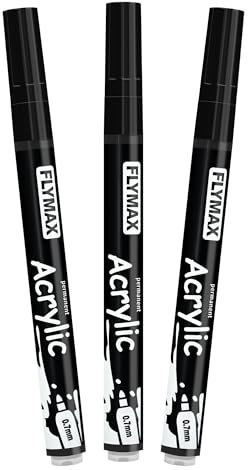 Pennarelli Paint Marker Nero 0,7 mm – Pennarelli Permanenti Nero Acrilici Marker Permanent Pen Acrylic, Punta fine, Indelebili, Asciugatura rapida (confezione da 3)