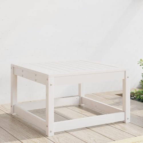 Lauuoeriau Outdoor-Sitzgelegenheit, Outdoor-Sofas, Garten-Fußhocker, weiß, Massivholz, Kiefer