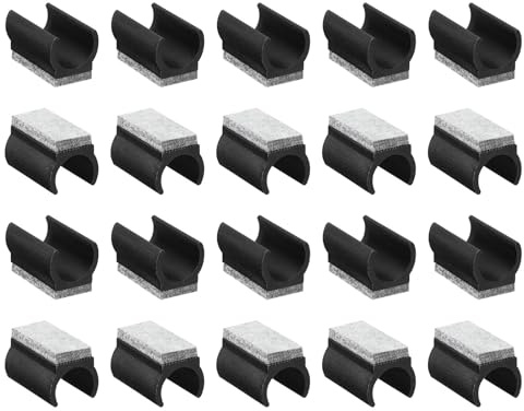 QUARKZMAN 20pz Tappi per Piedini di Sedie con Feltro, Protezioni per Pavimenti a Forma di U Tubi Sedie, Proteggi Mobili Piedini Scorrevoli, Adatti per Tubi Metallici 22mm, Nero, Pad Grigio