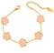 GOZINA Four Leaf Clover Bracelet for Womens,Gold Bracelet for Women Lucky Jewelry Gifts, Lucky Four Leaf Adjustable Ladies Bracelets for Teenage Girls (Pink)
