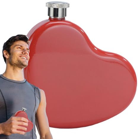 Flasque à vin en acier inoxydable en forme de cœur, petite flasque à vin, flasque en métal de 130 ml, bouteille à boire avec couvercle en métal, bouteille à vin de voyage, bouteille à vin de mariage,