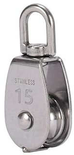 Poulie en acier inoxydable 5 pièces, poulie de câble réutilisable, poulie de corde en métal, avec 5 mousquetons M4, pour les cordes, le fitness, le camping, la randonnée, le transport (argent)