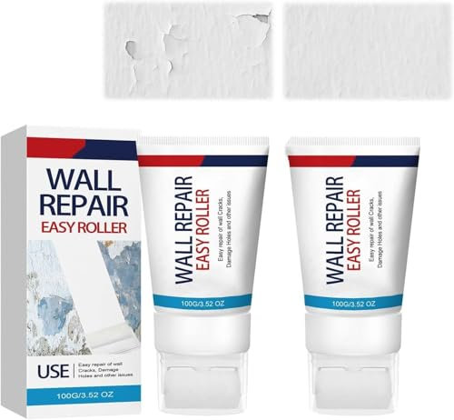sjfscqr Rullo per Riparazione pareti Easy, Vernice Bianca per Pennello a Rullo per Riparazione pareti, applicatore di Riparazione 2 in 1 per mobili, Adatto per Riparare pareti con Vernice al Lattice