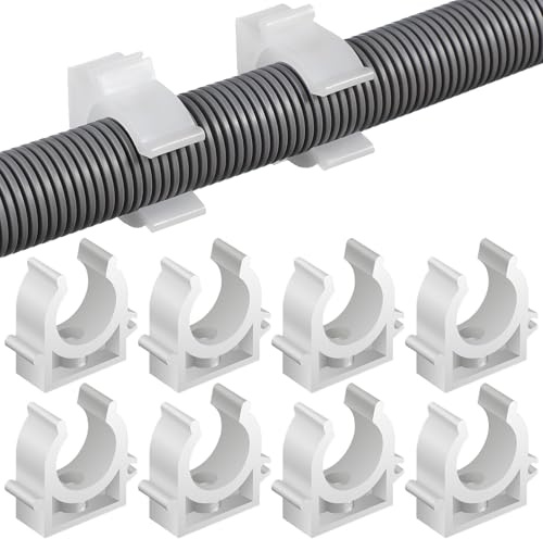 jojofuny 25 Pinzas De Tubería De PláStico Soporte De Tubería De Agua Blanco 25mm Abrazaderas Para Tubos Para FijacióN Segura De Agua Drenaje Y CalefaccióN