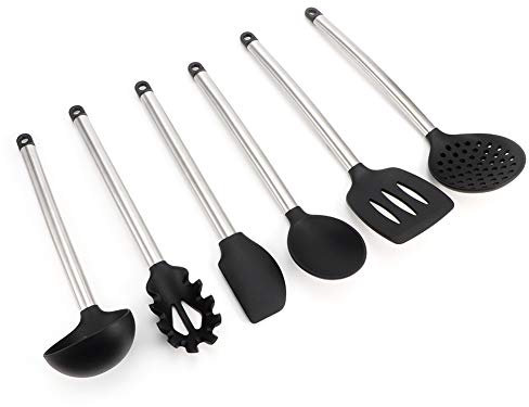 Set de Spa de Silicona de 6 Piezas - Utensilios de Cocina que No Son S con Manijas de Acero Stainal y Calor de Calor