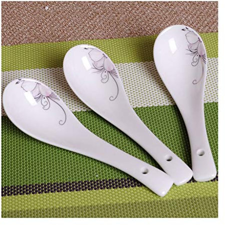 Spoons Set Bone China Soup Spoon Set Long Handle Small Soup Spoon 10 Set Porcelain Soup Spoon Spoons for EatingD