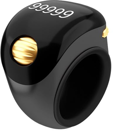 dzqad Fingerzähler, Finger Counter Clicker, 5 Ziffern Finger Counter Clicker Ring mit elektronischem Display, Tragbares Gebetszählwerkzeug, rotierende Digitale Tasbeeh für Meditation, Entspannung,
