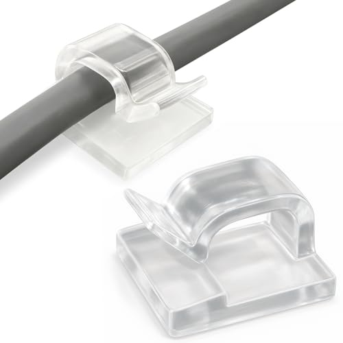 JLB Plastics UK - Pack of 60 Clear Small Self Adhesive Sticky Cable Tidy Holder Clip