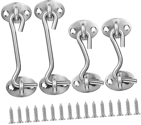 Cabilock 4pcs Stainless Steel Storm Door Hook Gate Door Swivel Window Latch Rv Cabinet Latches Two Sided Gate