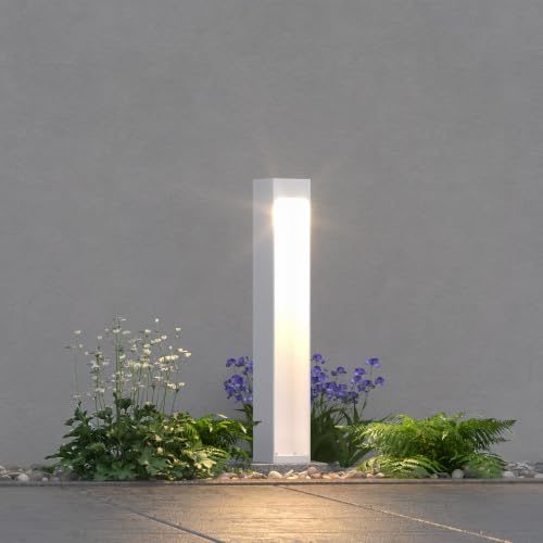 doporro Paletto LED da Esterno 40 cm 5W 3000K IP65 per Vialetti | Colore Bianco Opaco, Alluminio, Luce Calda per Esterni, per Vialetti, Terrazze, Cortili e Ingressi