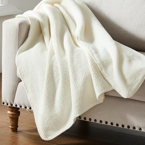 R.SHARE Coperta Fluffy Plaid Divano Invernale Peluche di Coniglio Pelliccia Sintetica Morbida e Calda Caldo e Spesso Coperta Per Letto Divano Camera da Letto Ufficio,125 x 150 cm,Bianco