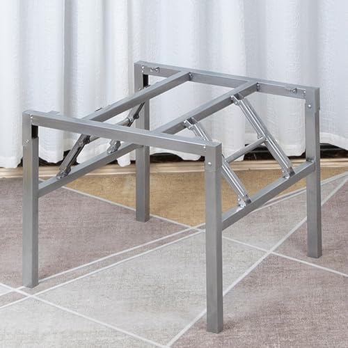 Robuste gambe pieghevoli in metallo, 50 cm x 50 cm x 72 cm, piedi per panca fai da te, per tavolini da caffè/pranzo e scrivanie, include viti, piedini in pelliccia grigia per una maggiore stabilità