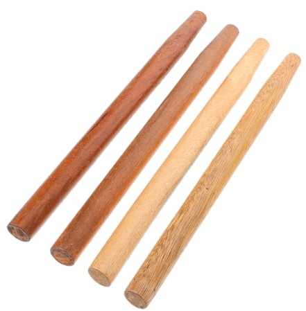 CHICAMPERA 4 Pcs Hardwood Wooden Handles for Spade Shovel and Hoe Garden Tools, 40cm Long Ergonomic Replacement Handles for Farm and Outdoor Use