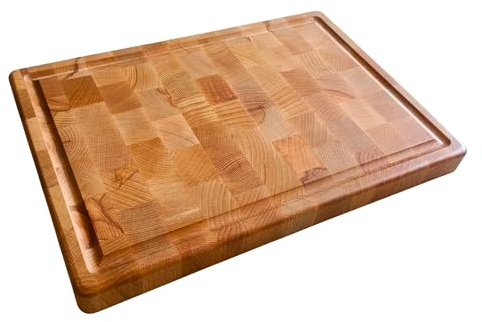 INNOVAHOME Stirnholz Schneidebrett 40x28 cm - Profi Metzgerblock Eiche